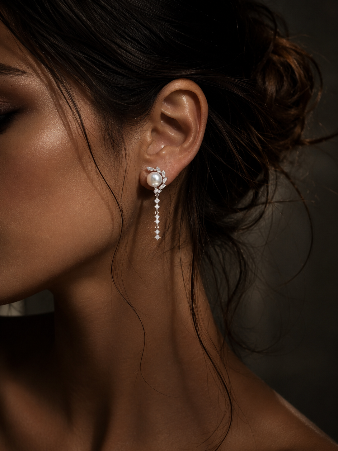 Boucles d'oreilles Luna – Perle & Zircon Argent 925